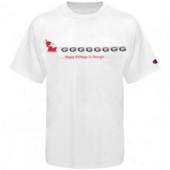 University Of Georgia Apparel: Champion University Of Georgia White Sleigh Mascot T-shirt