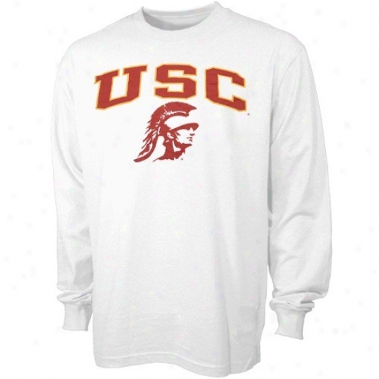 Usc T Shirt : Usc White Bare Essentials Long Sleeve T Shirt
