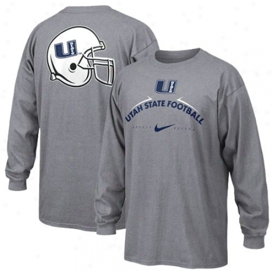 Utah State Aggies Shirts : Nike Utah State Aggies Ash Practice Long Sleeve Shirts