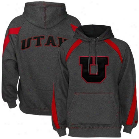 Utah Utes Hoodies : Utah Utes Charcoal Varsity Hoodies