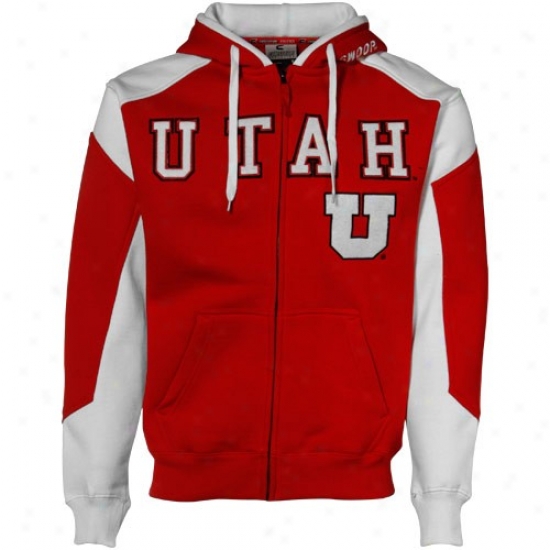 Utah Utes Hoody : Utah Utes Crimson-white Challenger Full Zip Hoody