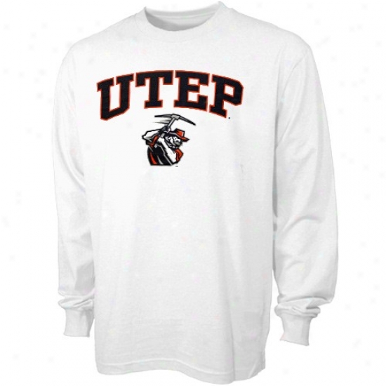 Utep Miners Apparel: Utep Miners Youth White Bare Essentials Long Sleeve T-shirt