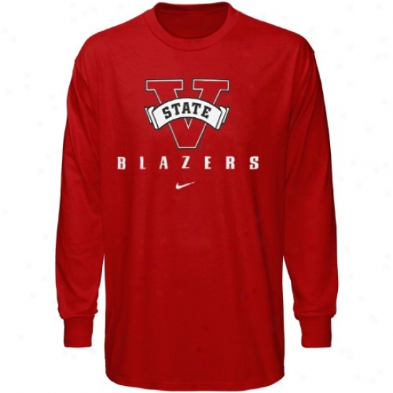 Valdosta State Blazers Tshirts : Nike Valdosta State Blazers Red Basic Logo Long Sleeve Tshirts