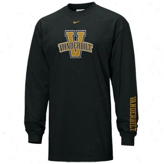 Vanderbilt Commodores T-shirt : Nike Vanderbilt Commodores Black Classic Logo Long Sleeve T-shirt