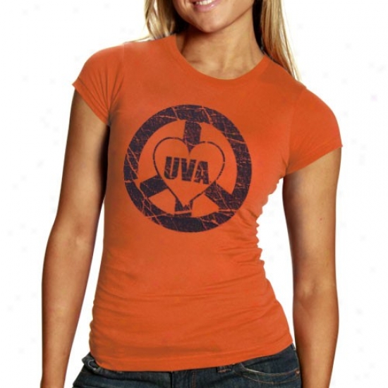 Virginia Cavaliers Apparel: Virginia Cavaliers Ladies Orange Peace And Attachment Vintage T-shirt