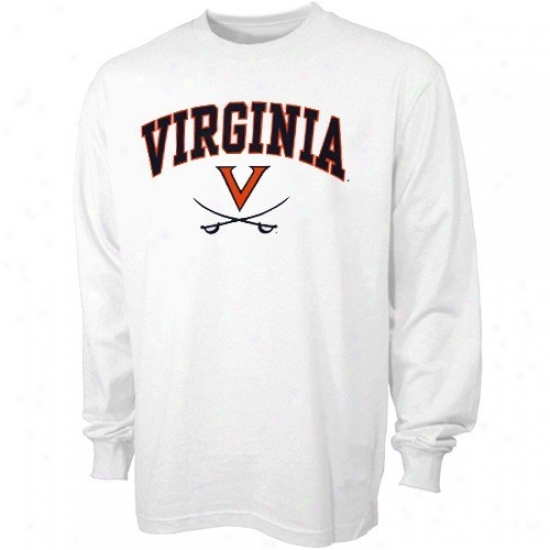 Virginia Cavaliers T-shirt : Virginia Cavaliers White Strip Essentials A ~ time Sleeve T-shirt