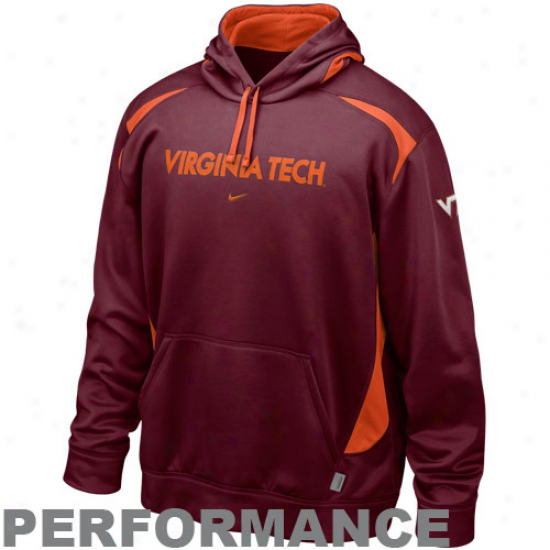 Virginia Polytechnic Institute Hoodies : Nike Virginia Polytechni Institute Maroon Power Performance Hoodies Pullover Hoodies