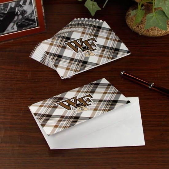 Wake Forest Demon 10-pack Plaid Folded Note Cards    Dracons