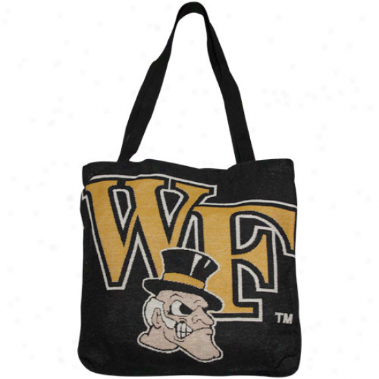 Wake Forest Demon Deacons Black Woven Tote Bag