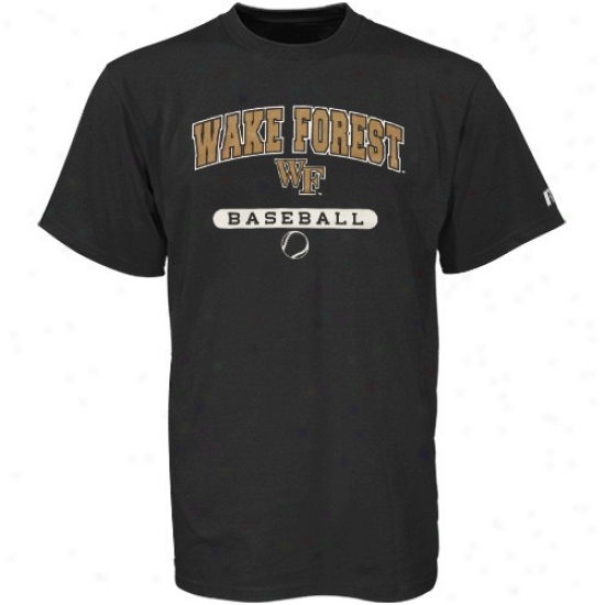 Wake Forest Demon Deaacons Shirt : Russell Wake Forest Demon Deacons Black Baseball Shirt