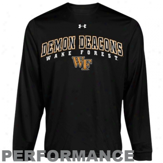 Wake Forest Demon Deacons T-shirt : Attested by Armour Wake Foresy Demon Deacons Black Heatgear Training Performance Long Sleeve T-shirt