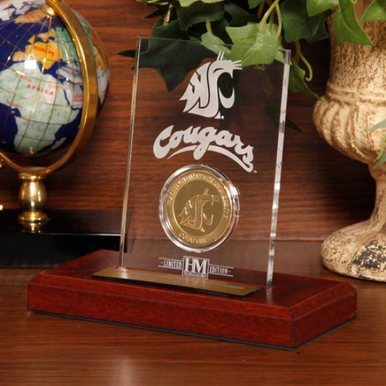 Washington State Cougars 24kt Gold Coin Etched Acrylic Plate