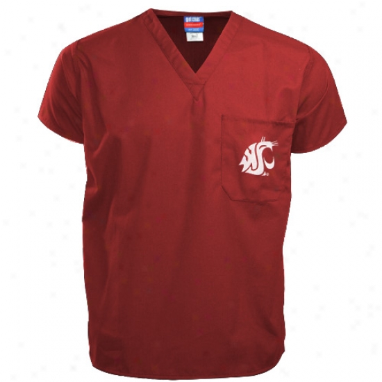 Washington State Cougars Attire: Washington State Cougars Crimson Scrub Top