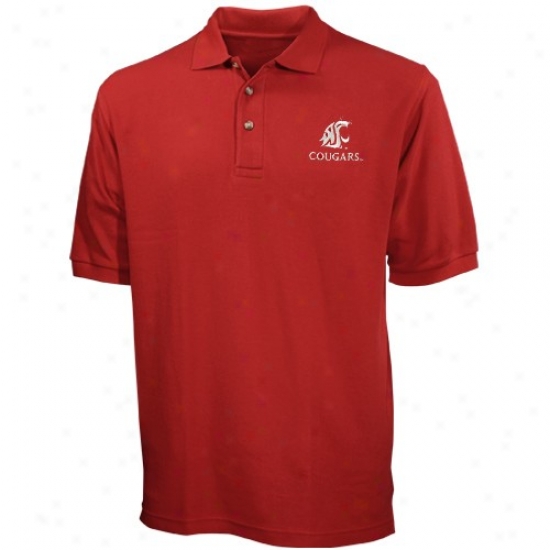 Washington State Cougars Polo : Washington State Cougars Crimson Team Logo Classic Polo