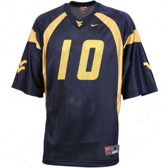 Western Virginia Jersey : Nike Western Virginia #10 Navy Blue Repllica Football Jersey