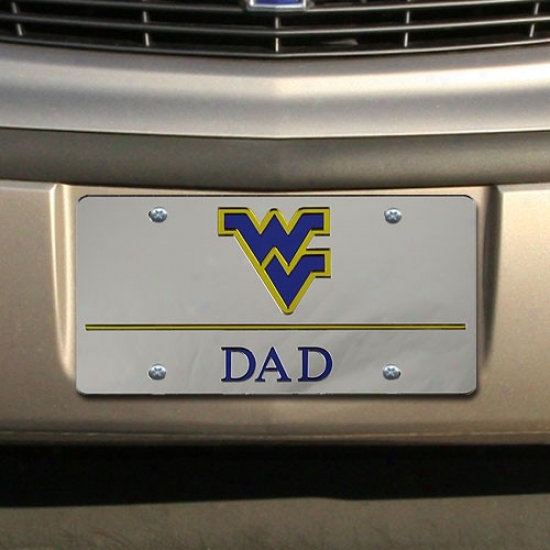 West Virginia Mountaineers White Mirrored Dad License Plate