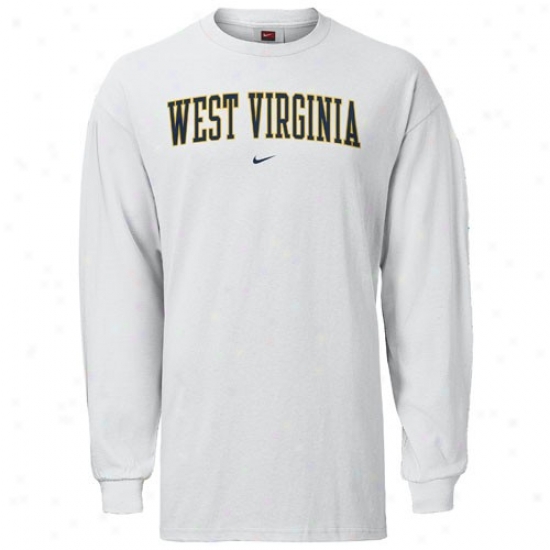 West Virginia Univwrsity Apparel: Nike West Virginia University White Classic College Long Sleeve T-shirt