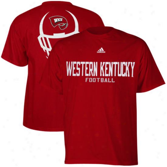 Wesetrn Kentucky Hilltoppers Tshirt : Adidas Western Kentucky Hilltoppers Red Heelmet Mask Basic Tshirt