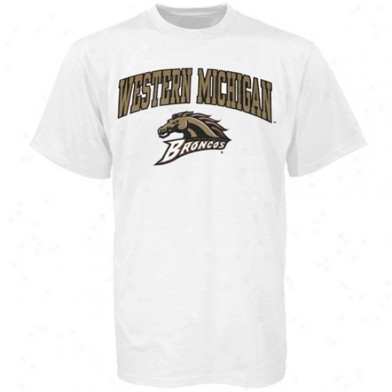 Western Michigan Broncos Tshirts : Western Michigan Broncos White Bare Essentials Tshirts