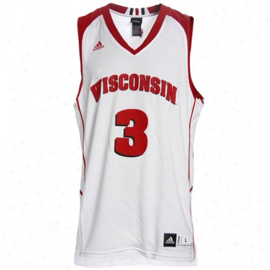 Wisconsin Badgers Jerseys : Adidas Wisconsin Badgers #3 White Replica Basketball Jerseys