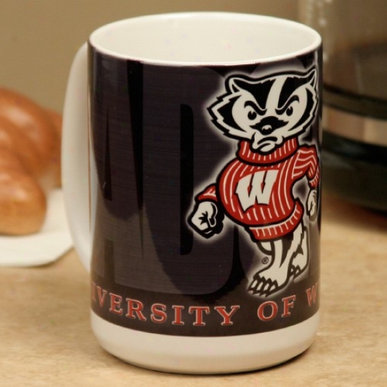 Wisconsin Badgers White 15oz. Ceramic Mug