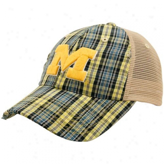 Wolverines Gear: Top Of The World Wolverines Plaid Academic Adjustable Hat