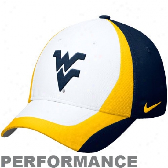 Wvu Mountaineer Merchandise: Nike Wvu Mountaineer Navy Blue-old Gold Legacy 91 Players Acting Swoosh Flex Hat