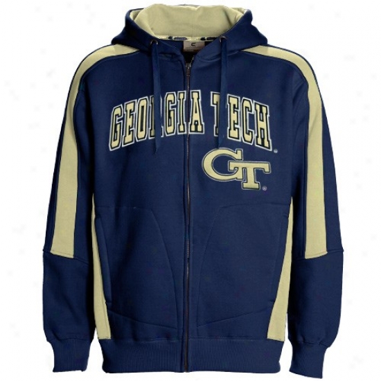 Golden Jacket Sweat Shirt : Georgia Tech Yellow Jackets Navy Blue Spiarl Full Zip Sweat Shirt