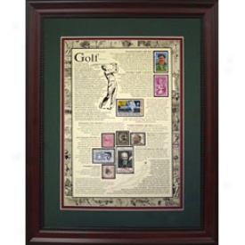 Assorted  Golf Collection  Framed Stamp Art 14 X 18