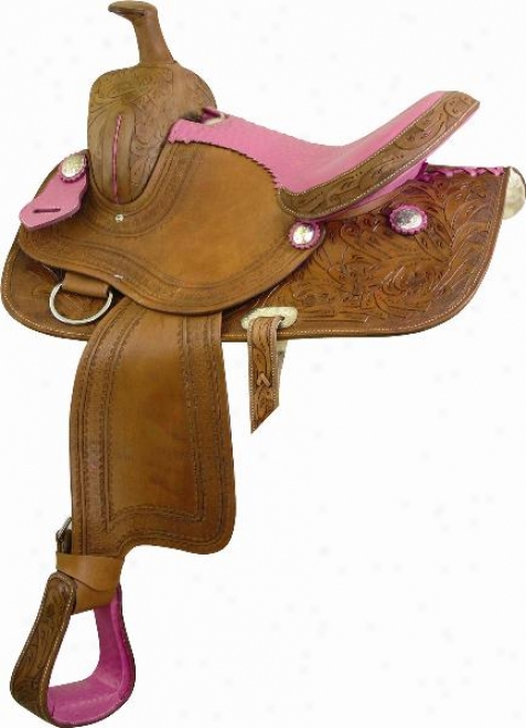 Atec Ostrich Overawe Seat Saddle - Pecan With  Pink - 16