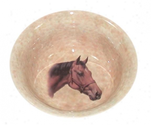 Classic Horse-design Salad Bowl - Natural - 8 In Diameter, 2.5 Deep