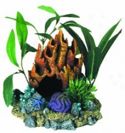 Coral Floral Cave With Plants Aquwrium Ornament