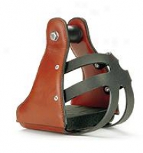 E-z Ride Aluminum Stirrups With Leather Cover And Nylon Safety Cage