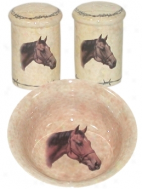 Free With $75 Order - Ceramic Horse Bowl And Sahkers