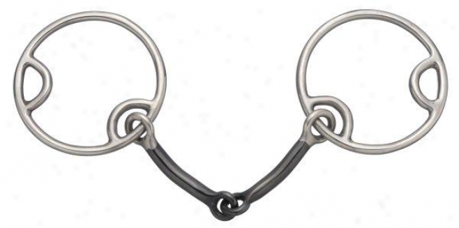 Kelly Silver Asterisk Divided Ring 1/4 Sweet Iron Snaffle Mouthful - Stainless Steel - 5 Aperture 