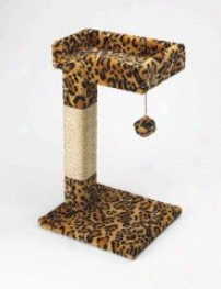Kitty Cactus With Toy Cat Furniture - Leopard Print - 24 Inch
