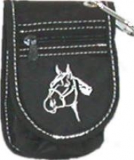 Nylon Cell Phone Holder With Equine Embroidery