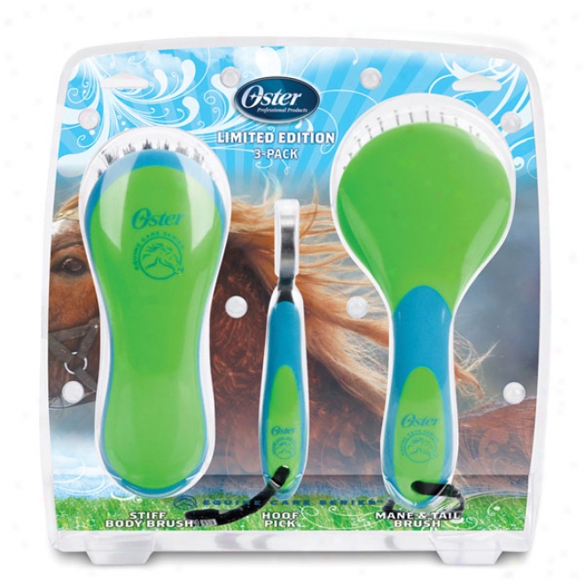 Oster Limited Edition Equine Care Series Holiday Grooming 3 Pack - Lime With Blue - 3pc