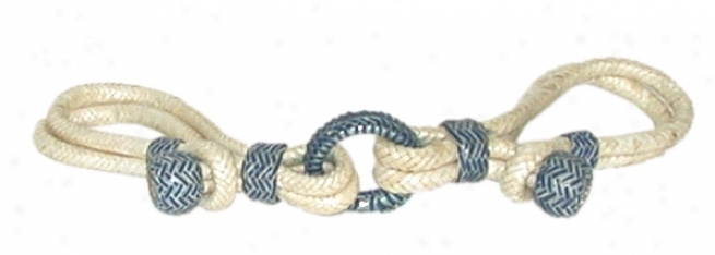 Rawhide Hobbles With  Zebra Braiding - White And Blue - Horse