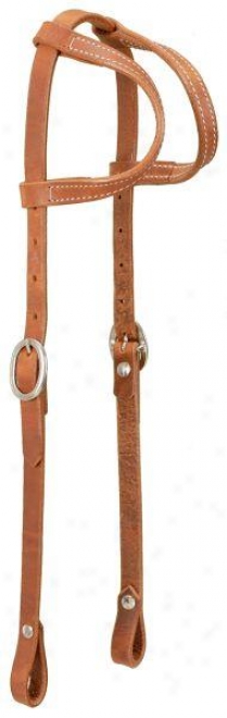Roya King Harness Leather Double Ear Headstall - Naturwl