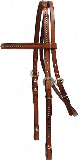Tex Tan Browband Headstall With Nickel Spots - Pecan - H0rse