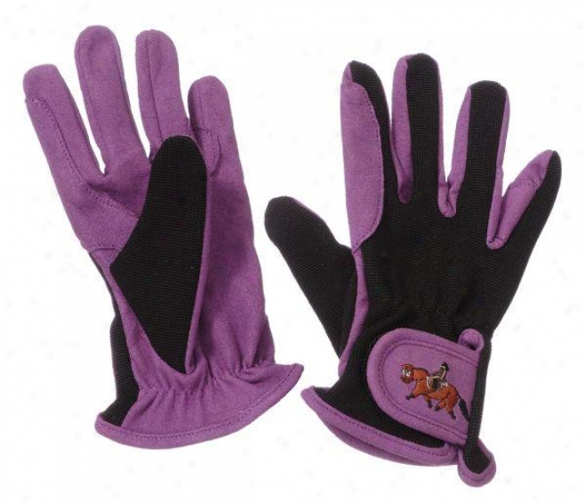 Tough-1 Kid's Embroidered English Riding Gloves