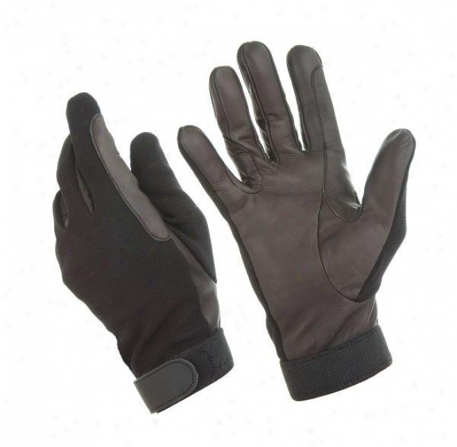Tough-1 Men's Spandex Leather Glovez - Black - Men's