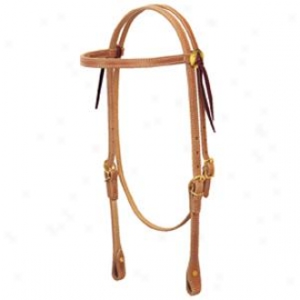 Weaver Doubled And Stitched Browband Headstall With Leatherr Tied Conchos - Russet - Horse