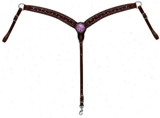 Weaver Pritty In Pink Leather Breast Collar - Rich Brown - Horse