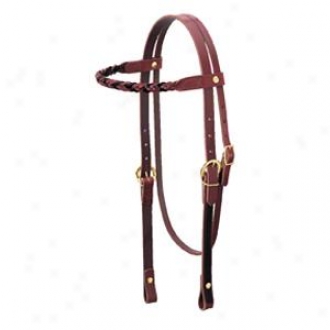 Weaver Two-tone Latigo Leather 5-plait Browband Heaestall - Black/burgundy - Horse