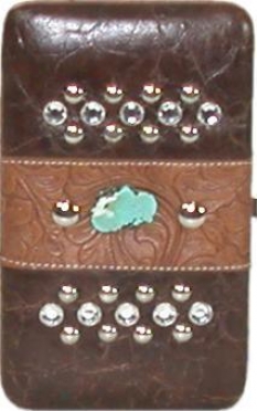 Wester nStyle Wallet With Turquoise Type - Dark Brown And Light Brown