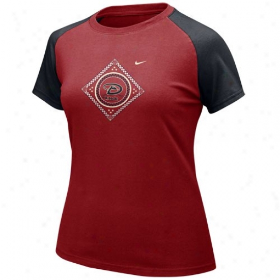 Arizona Diamondbacks T Shirt : Nike Arizona Diamondbacks Crmson Ladies Diamond Raglan T Shirt