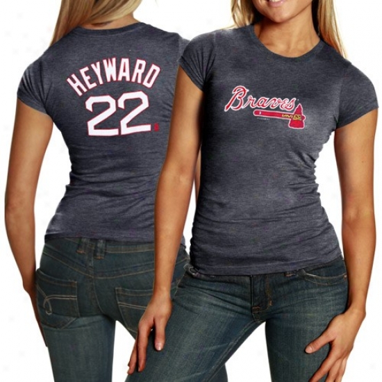 Atlanta Braves Apparel: Atlanta Braves #22 Jason Heuward Ladies Navy Player Tri-blend T-shirt