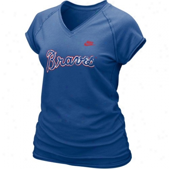 Atlanta Braves Apparel: Nike Atpanta Braves Ladies Royal Blue Cooperstown Bases Loaded T-shirt